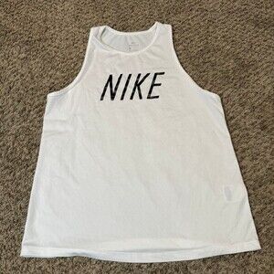 Nike Women White Black Tank Top Dri Fit Size Medium
